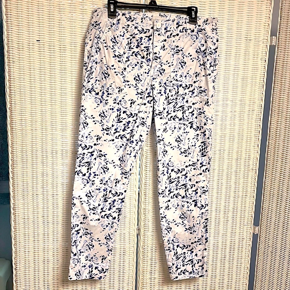 Liz Claiborne Bold Blue Floral Straight Fit Poplin Pants